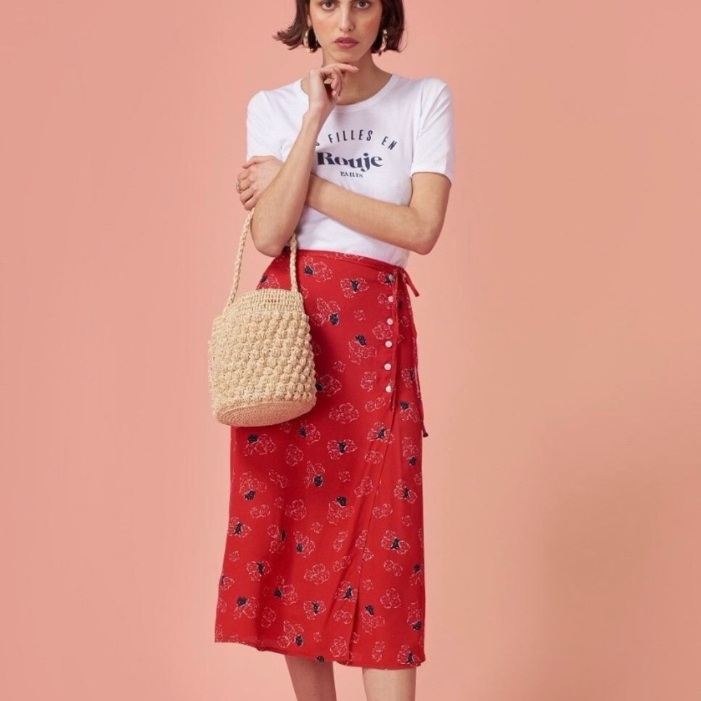 Rouje “Gloria” Wrap Midi Skirt